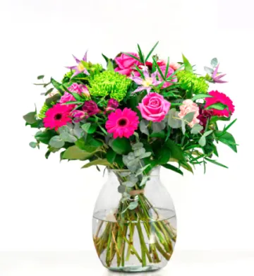 Gemengd boeket, roze en groen