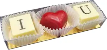 Ritonka pralines "I love you" — Pralines die het voor je zeggen: "I love you".